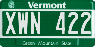 VT license plate XWN422