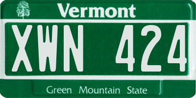 VT license plate XWN424