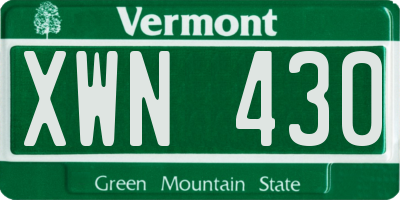VT license plate XWN430