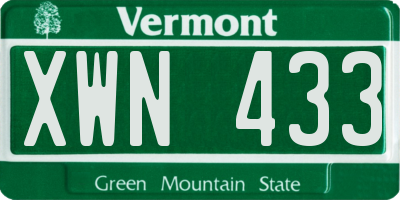 VT license plate XWN433