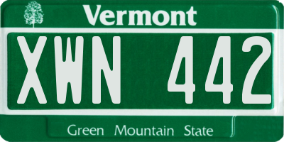 VT license plate XWN442