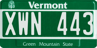 VT license plate XWN443