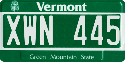 VT license plate XWN445