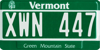 VT license plate XWN447