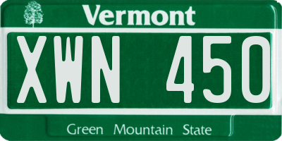 VT license plate XWN450