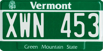 VT license plate XWN453