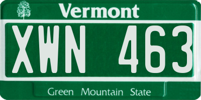 VT license plate XWN463
