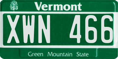 VT license plate XWN466