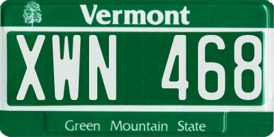 VT license plate XWN468