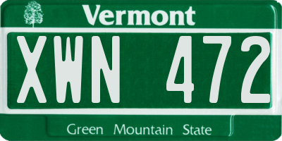 VT license plate XWN472