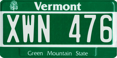 VT license plate XWN476