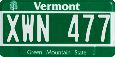 VT license plate XWN477