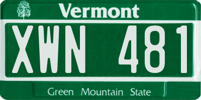VT license plate XWN481