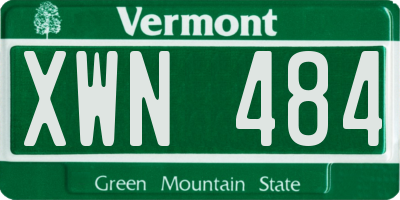 VT license plate XWN484