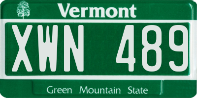 VT license plate XWN489
