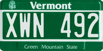 VT license plate XWN492