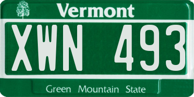 VT license plate XWN493