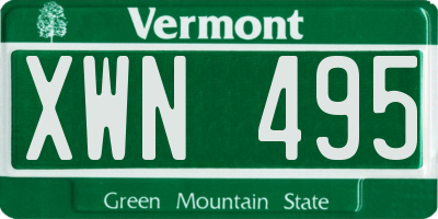 VT license plate XWN495