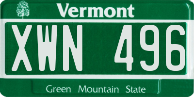 VT license plate XWN496