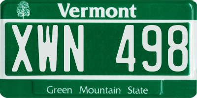 VT license plate XWN498