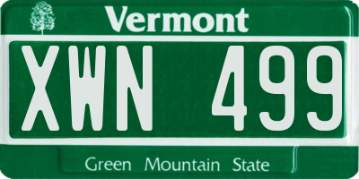 VT license plate XWN499
