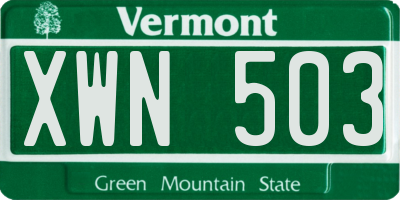 VT license plate XWN503