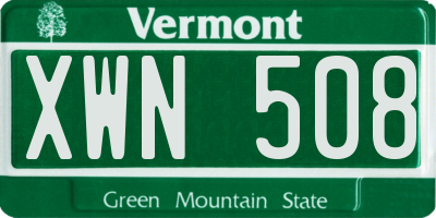 VT license plate XWN508