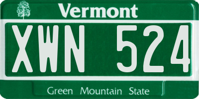 VT license plate XWN524