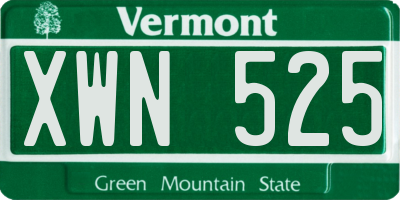 VT license plate XWN525