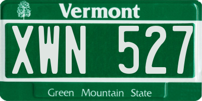 VT license plate XWN527