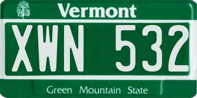 VT license plate XWN532