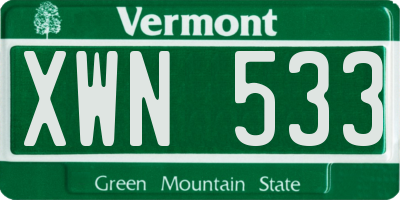 VT license plate XWN533