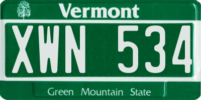 VT license plate XWN534
