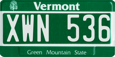 VT license plate XWN536
