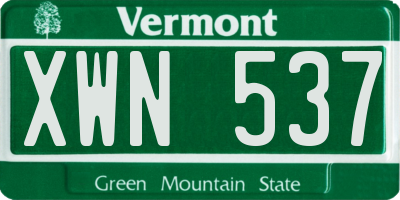 VT license plate XWN537