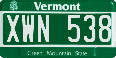 VT license plate XWN538
