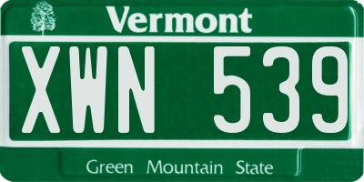 VT license plate XWN539