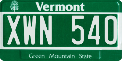 VT license plate XWN540