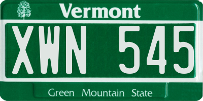 VT license plate XWN545