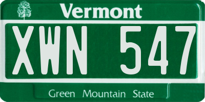 VT license plate XWN547