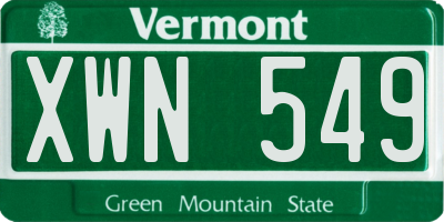 VT license plate XWN549