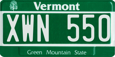 VT license plate XWN550