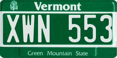 VT license plate XWN553