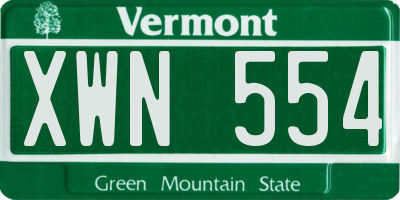 VT license plate XWN554