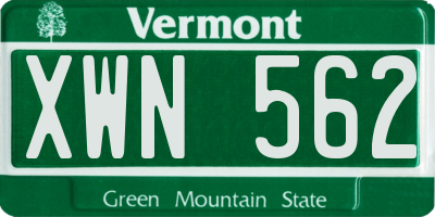 VT license plate XWN562