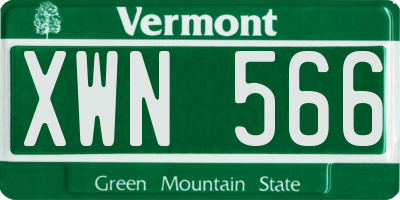 VT license plate XWN566