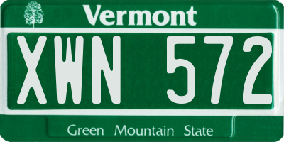 VT license plate XWN572