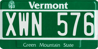 VT license plate XWN576