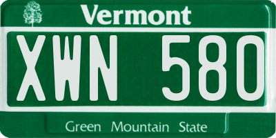 VT license plate XWN580