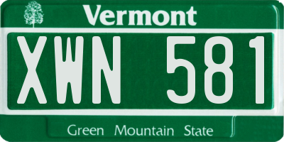 VT license plate XWN581